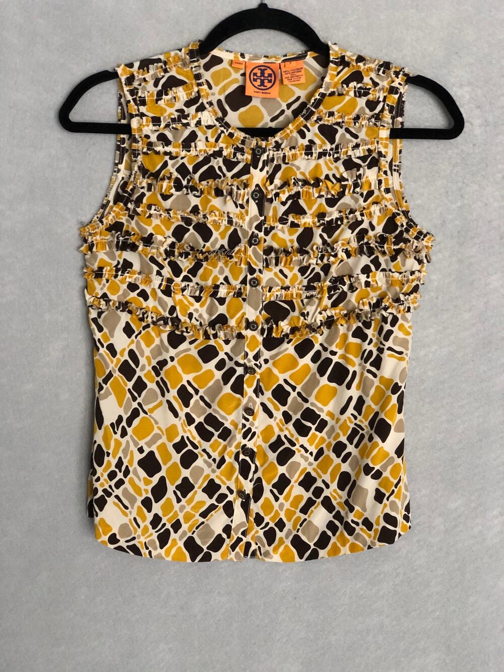 Tory Burch Micro Ruffle Top Sleeveless Women's Size 0